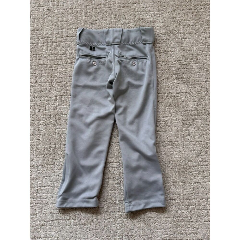 Russell BASEBALL Boys YOUTH PANTS Size XS Knicker Grey Athletic Sports Belt Loop